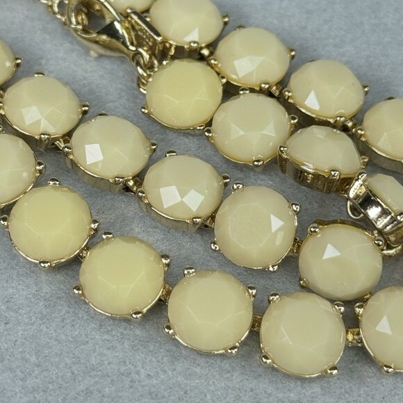 Banana Republic Jewelry - Banana Republic Beaded Statement Necklace Pale Honey Faceted Prong Set Gold Tone